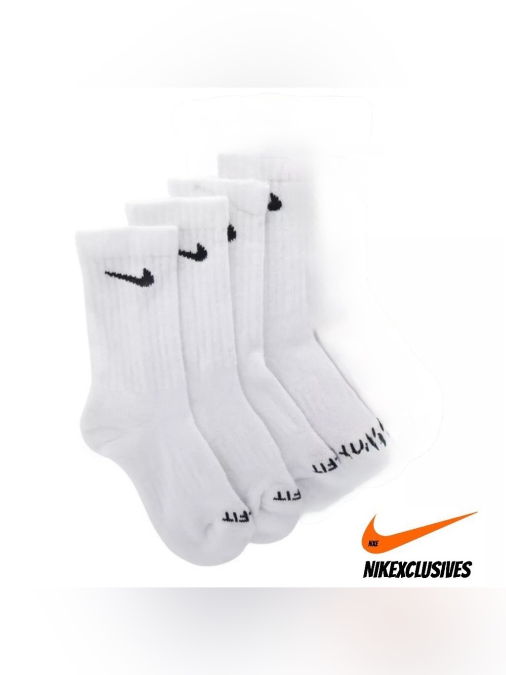NEW 2 PAIRS Nike dri-fit everyday plus cotton cushioned Crew Socks white black